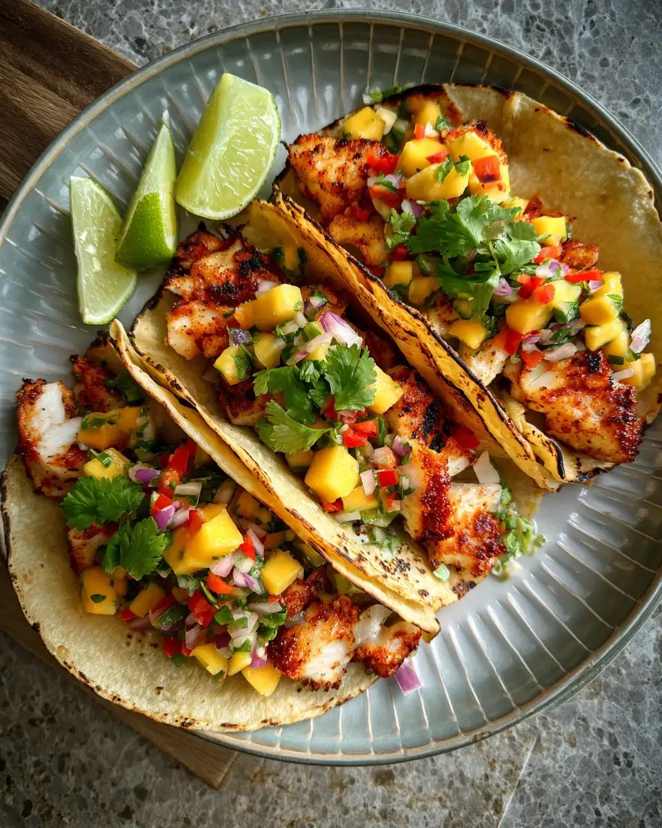 Final dish - Irresistibly Crispy Fish Tacos with Zesty Mango Salsa