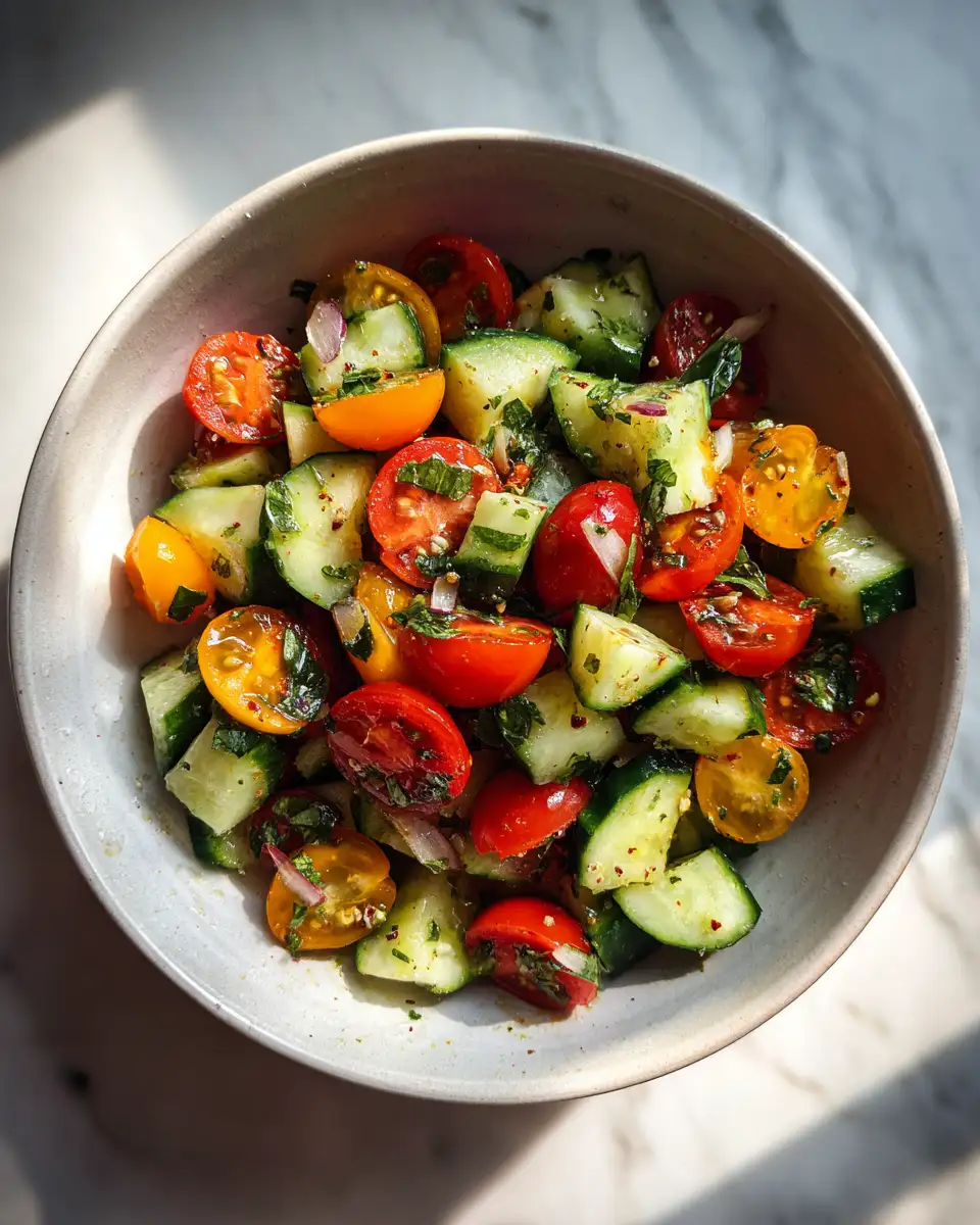 Final dish - Refreshing Bliss: Dive into the Perfect Cucumber Tomato Salad