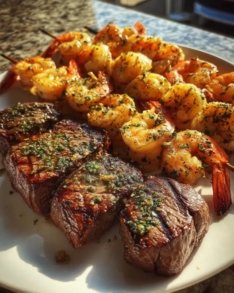 Sizzle and Succulence: Garlic Butter Steak & Shrimp Skewers Delight - Featured Image