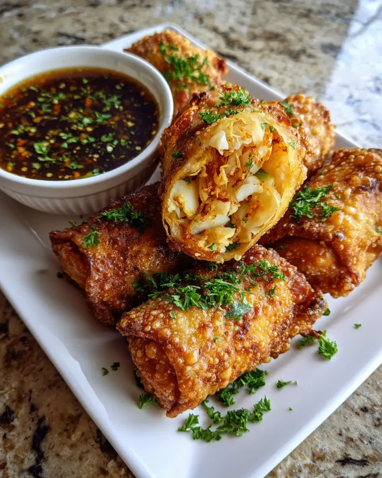 Golden Crispy Crab Cake Egg Rolls with Tangy Dipping Sauce: A Flavor Explosion - Featured Image