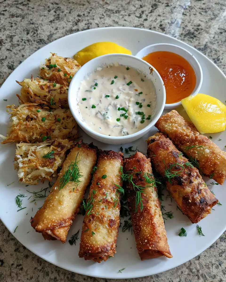 Ingredients for Golden Crispy Crab Cake Egg Rolls with Tangy Dipping Sauce: A Flavor Explosion