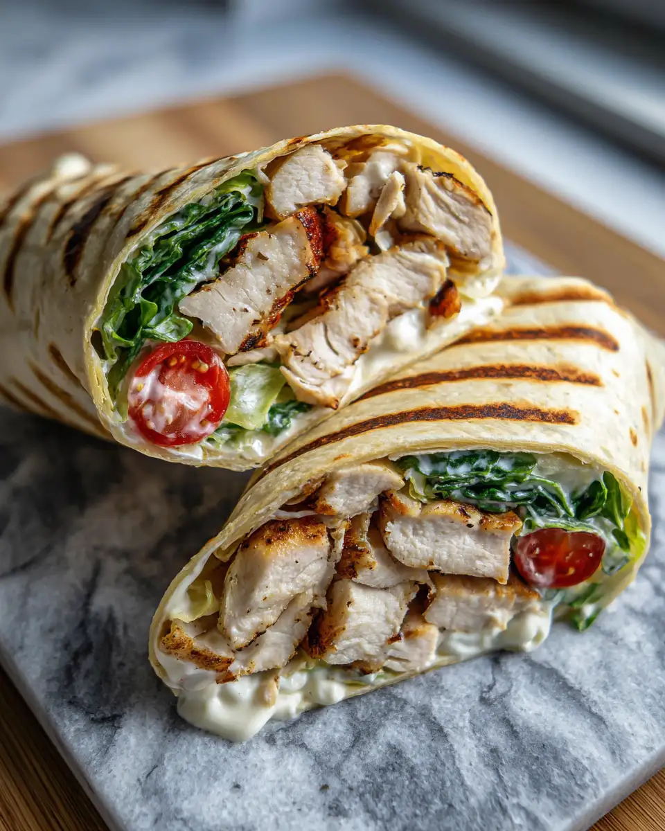 Final dish - Sizzling Grilled Chicken Ranch Wrap Delight
