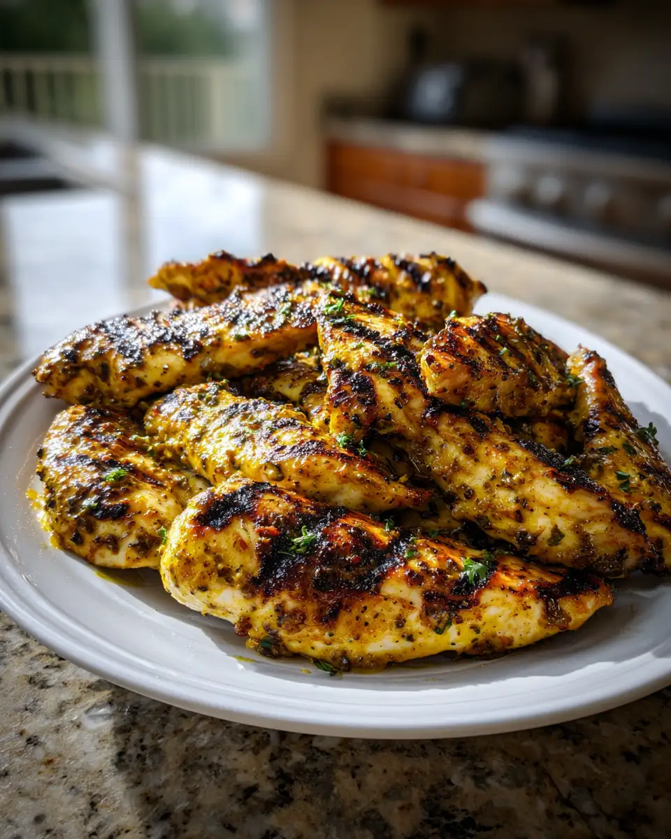 Sizzle and Sweetness: Grilled Honey Mustard Chicken Tenders Delight 6 Final dish - Sizzle and Sweetness: Grilled Honey Mustard Chicken Tenders Delight