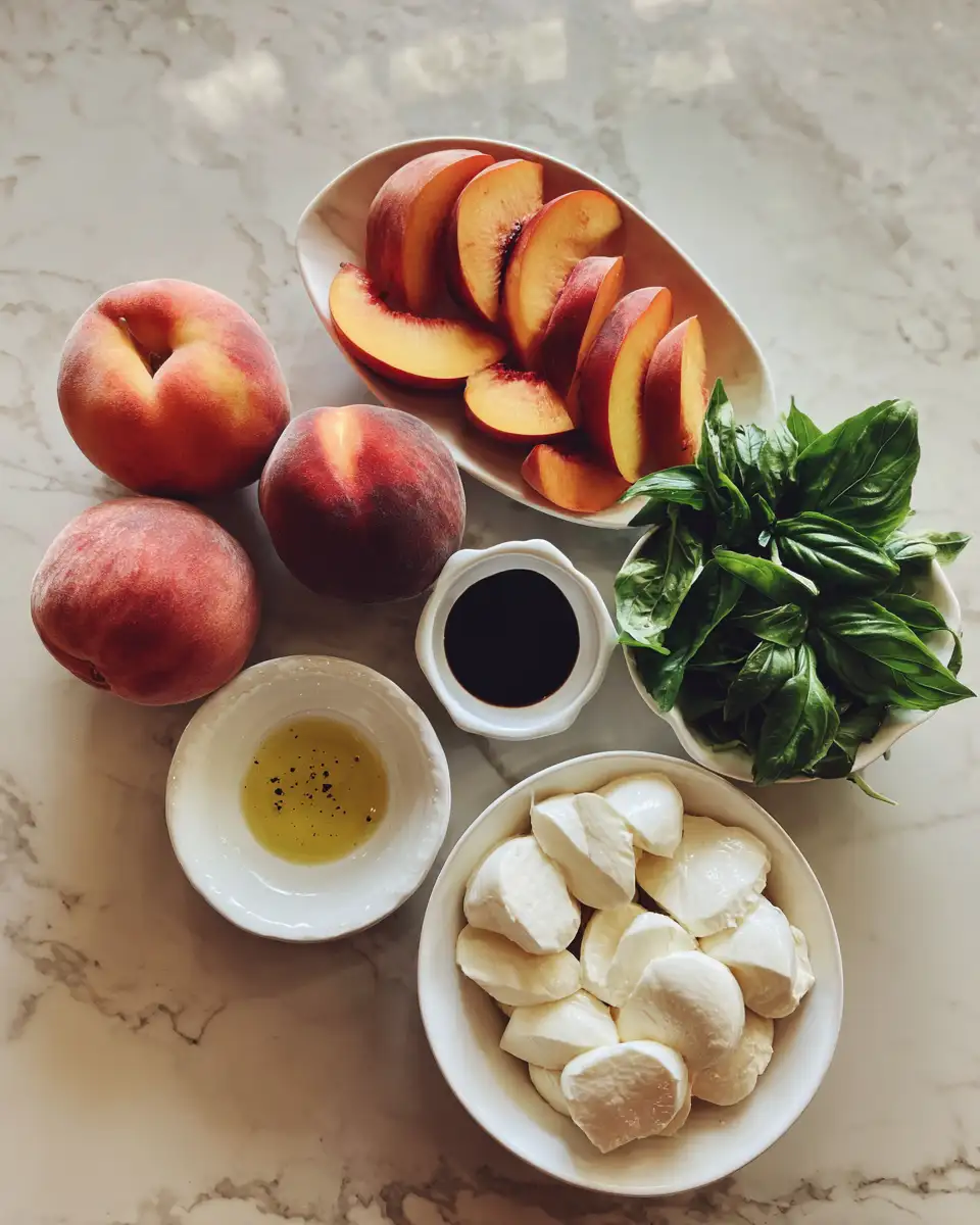 Ingredients for Savor Summer with a Grilled Peach Caprese Salad Twist