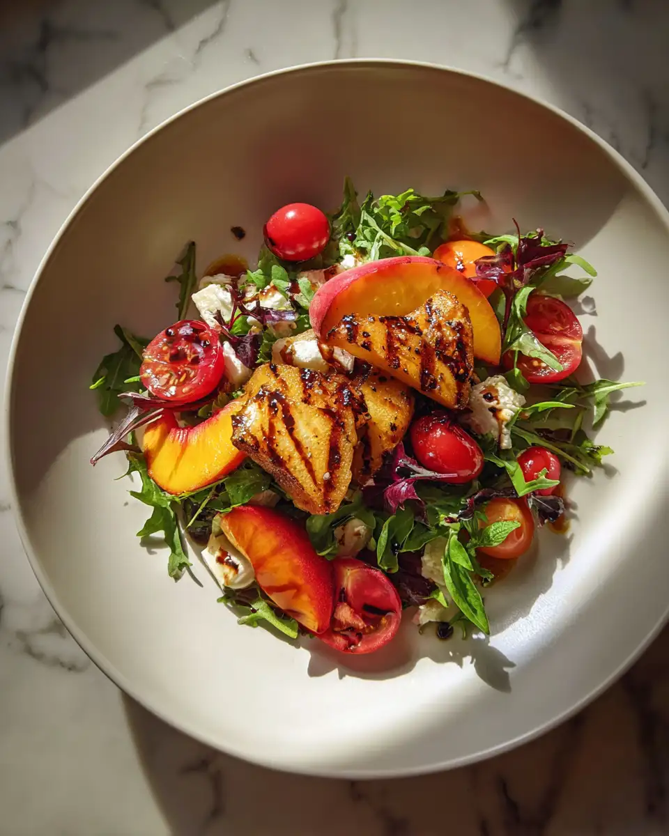 Summer's Sweetest Secret: Grilled Peach Salad Delight 6 Final dish - Summer's Sweetest Secret: Grilled Peach Salad Delight