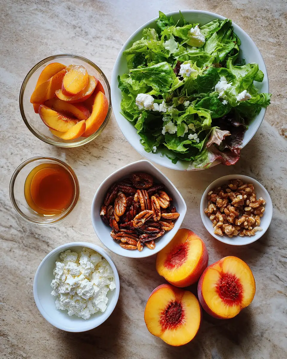 Summer's Sweetest Secret: Grilled Peach Salad Delight 4 Ingredients for Summer's Sweetest Secret: Grilled Peach Salad Delight