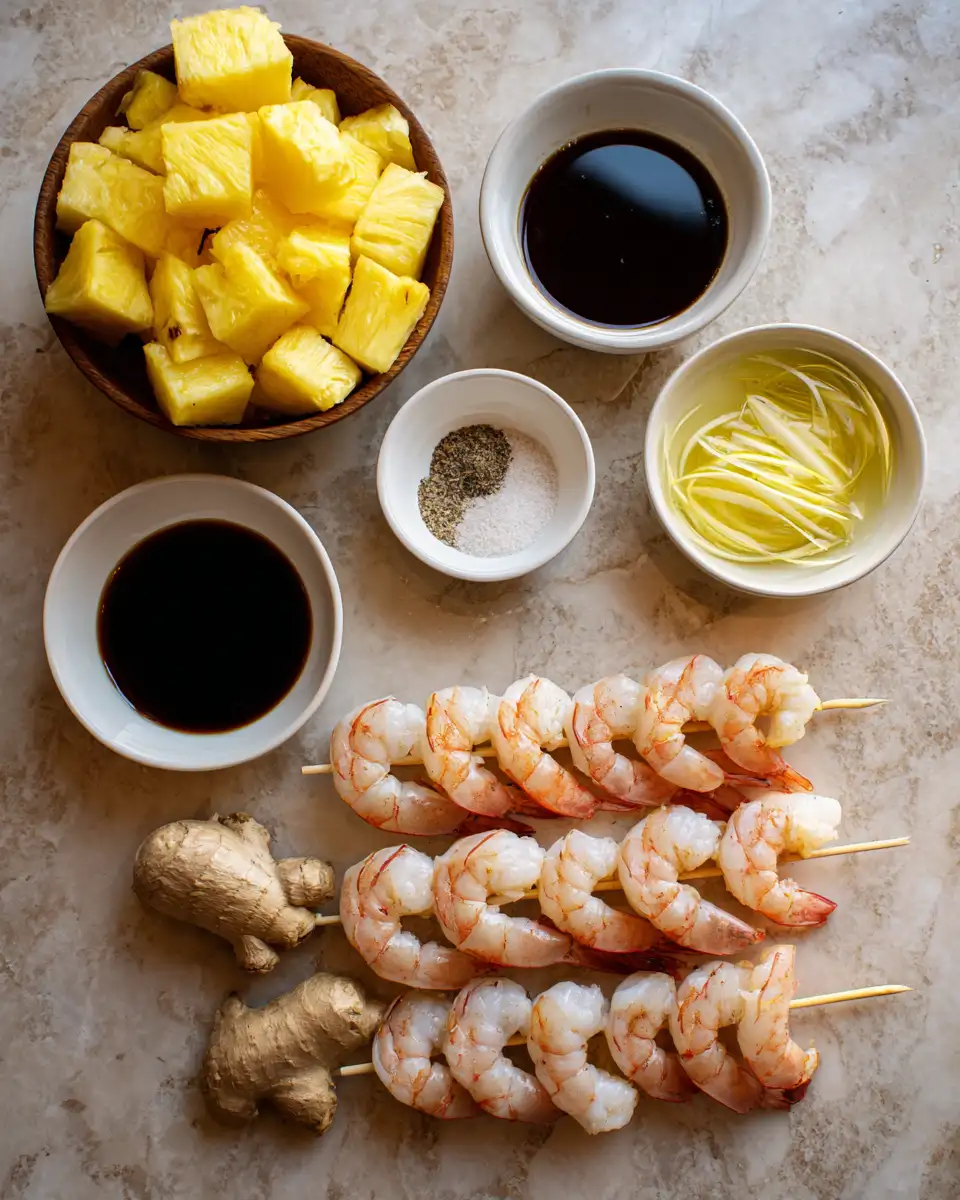 Ingredients for Sizzle into Summer with Grilled Pineapple Shrimp Skewers