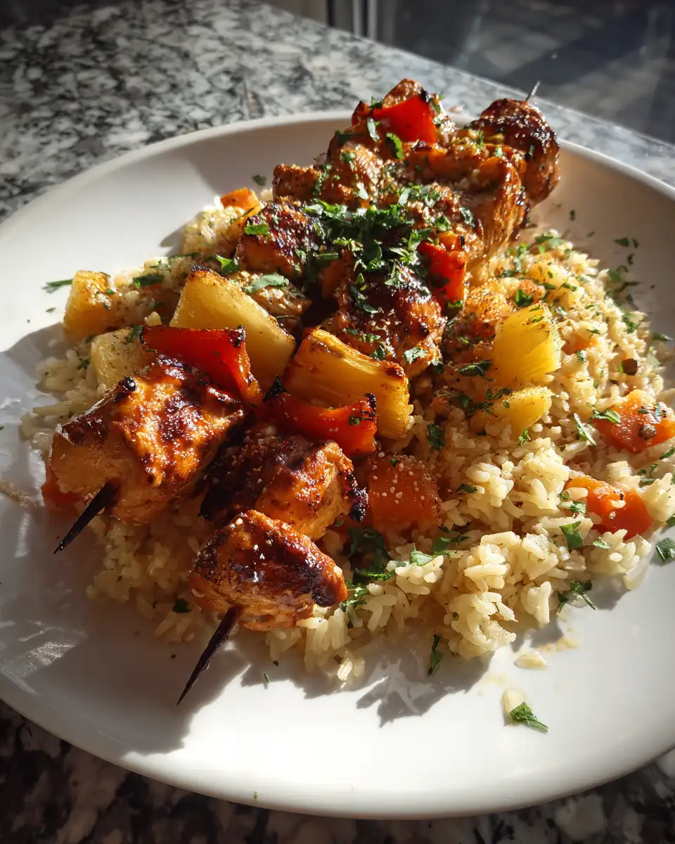 Final dish - Tropical Flavor Fiesta with Hawaiian Chicken Kabobs