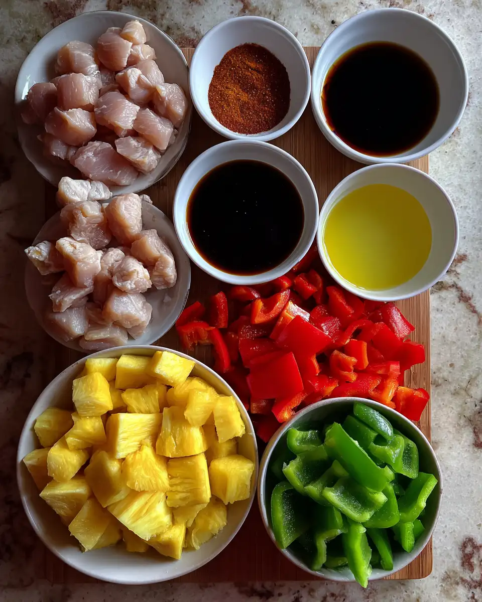 Ingredients for Tropical Flavor Fiesta with Hawaiian Chicken Kabobs