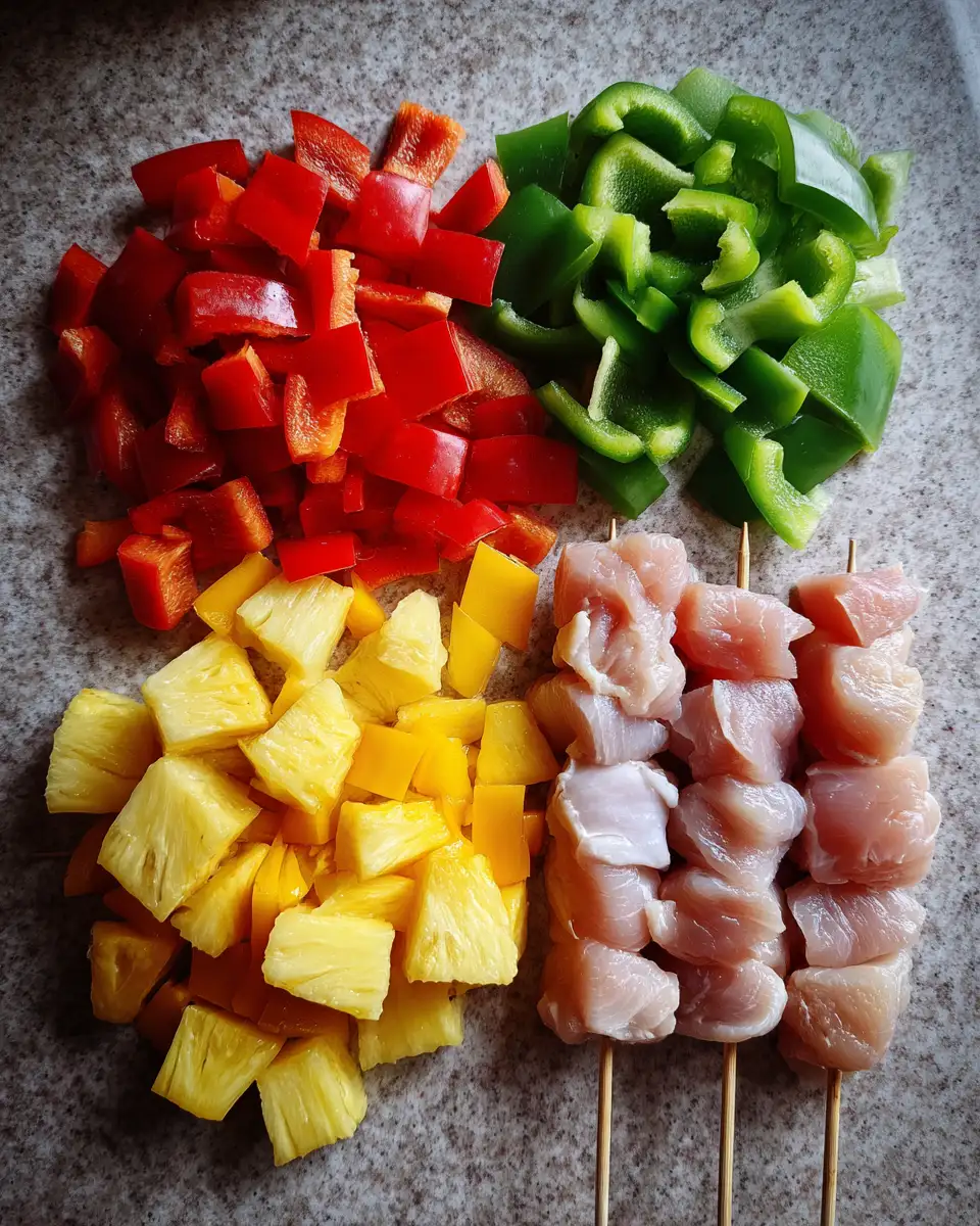 Savor Paradise on a Stick with Hawaiian Chicken Skewers 4 Ingredients for Savor Paradise on a Stick with Hawaiian Chicken Skewers