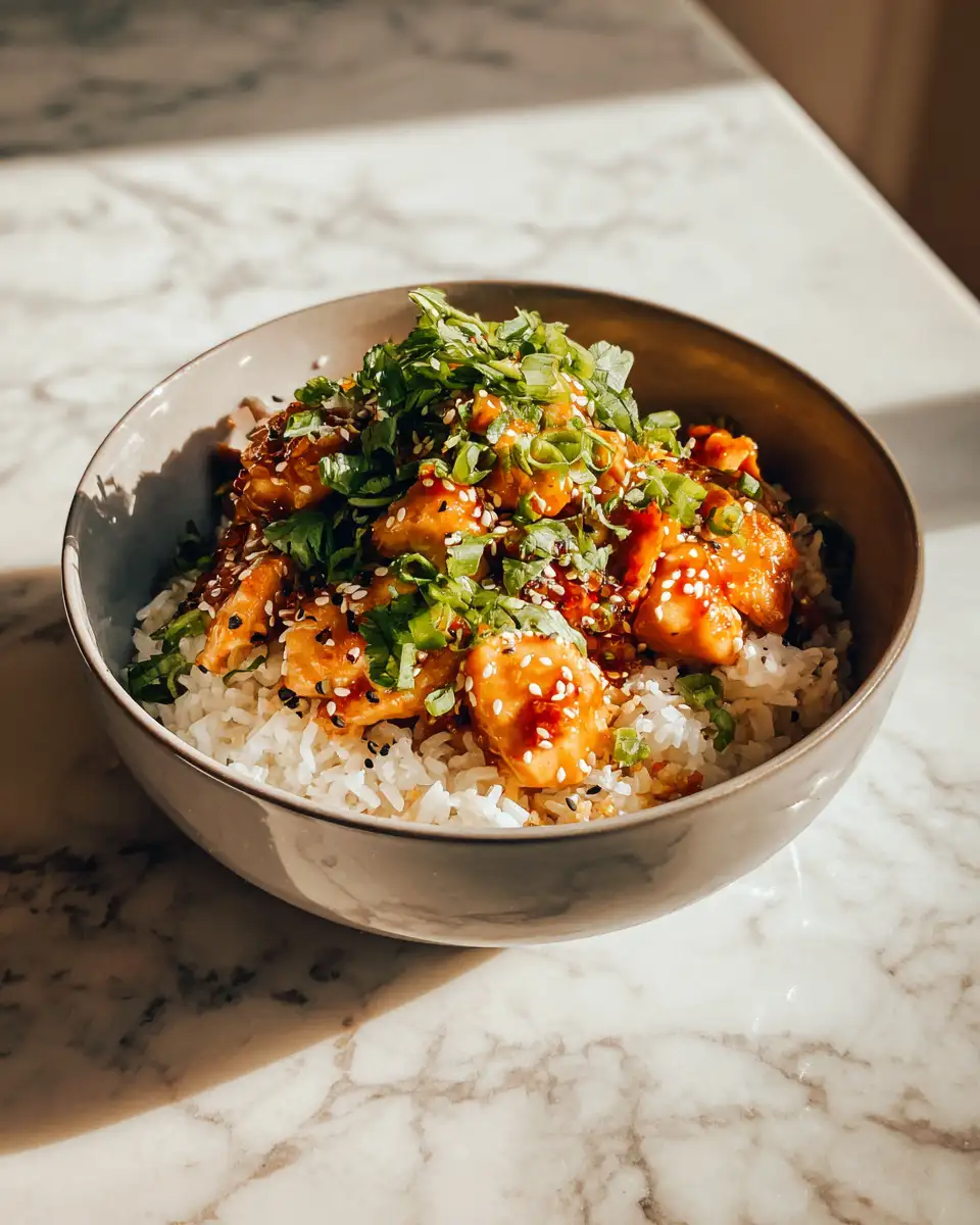 Final dish - Sweet and Savory Delight: Honey Garlic Chicken Rice Bowl Bliss