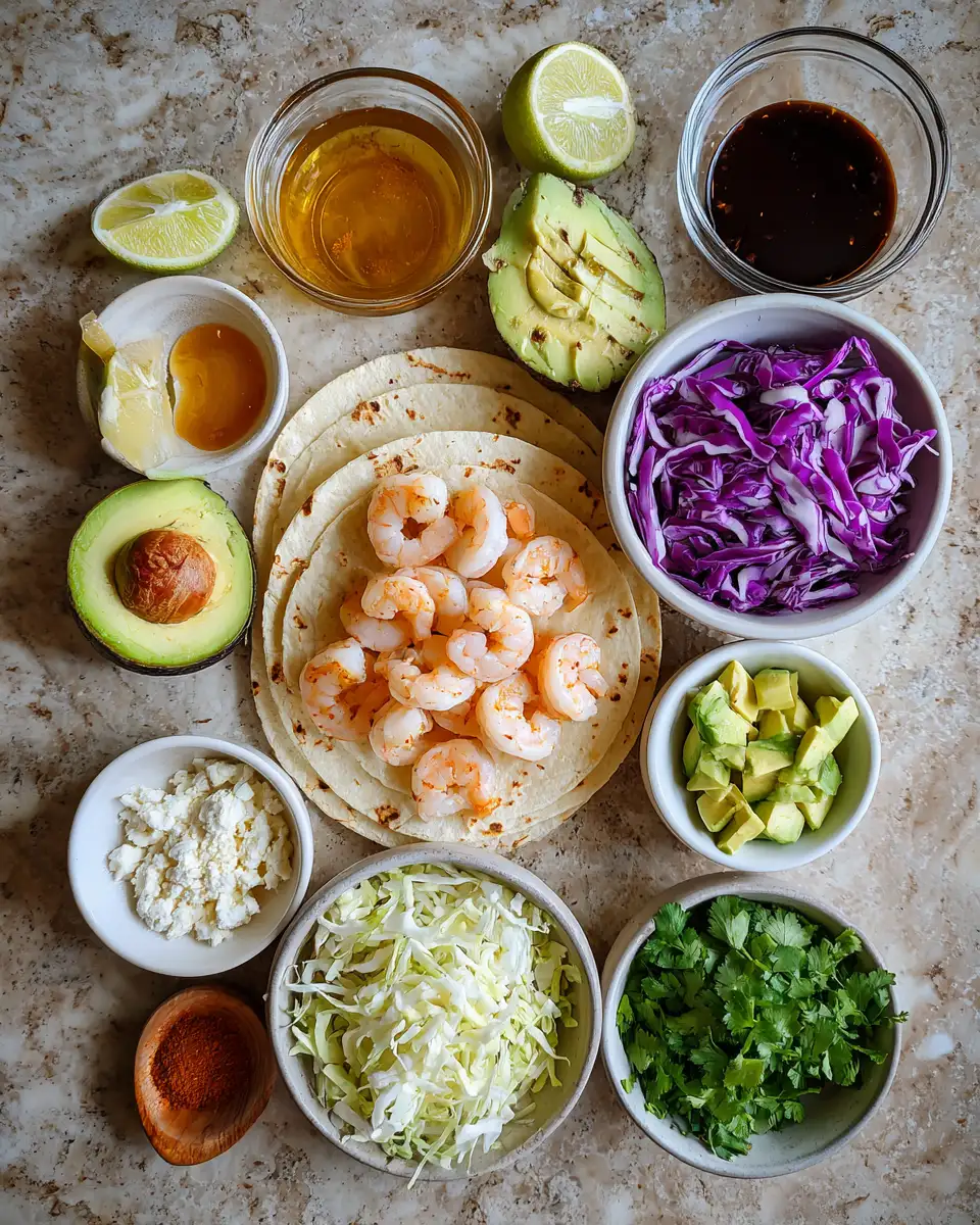 Ingredients for Zesty Honey Lime Shrimp Tacos: A Flavor Fiesta in Every Bite