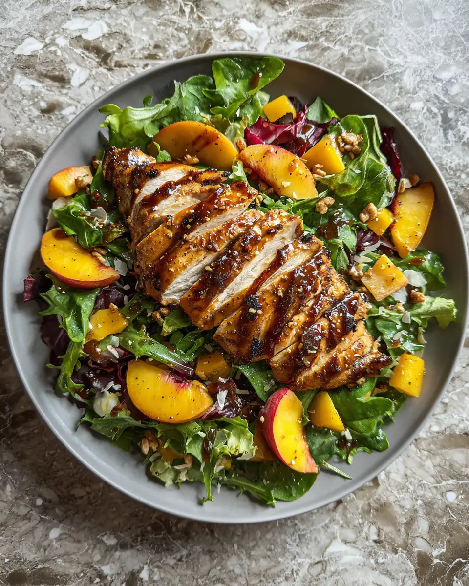 Final dish - Savory Meets Sweet: Honey Mustard Chicken with Peach Salad Delight