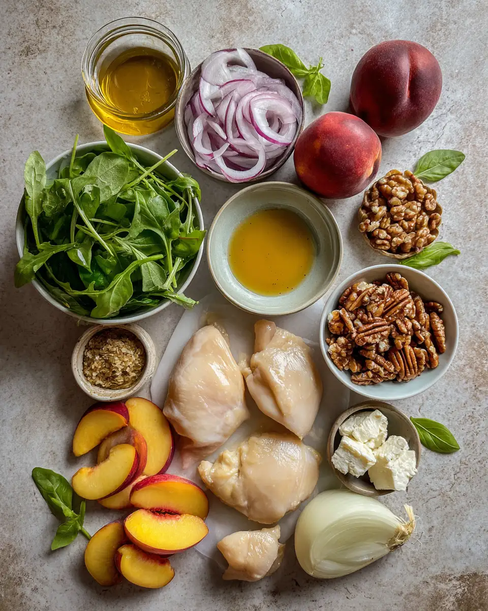 Ingredients for Savory Meets Sweet: Honey Mustard Chicken with Peach Salad Delight