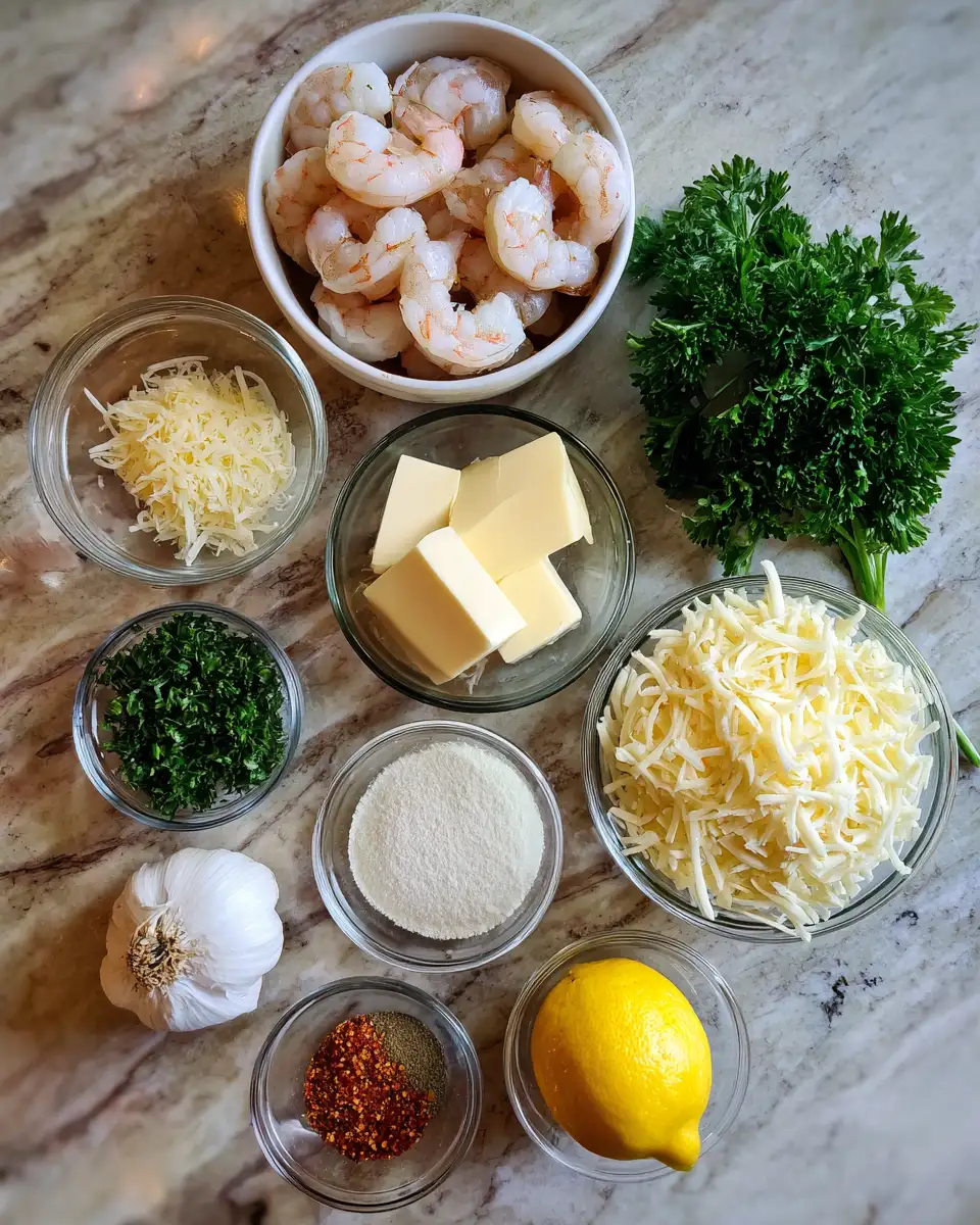 Ingredients for Decadent Keto Garlic Shrimp Au Gratin: A Low-Carb Delight