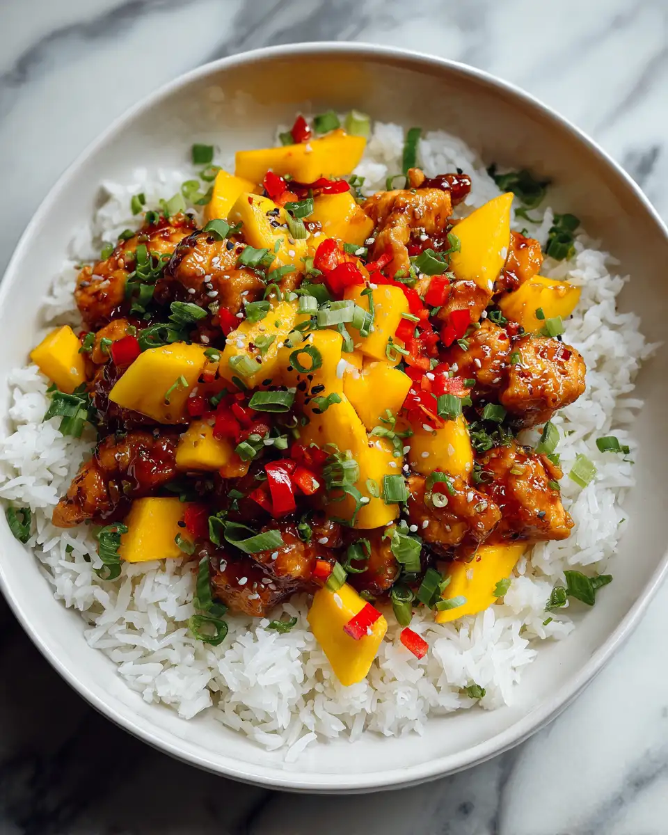 Final dish - Tropical Delight: Mango Chicken Rice Bowls Bursting with Flavor