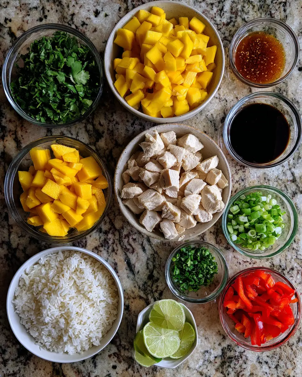Ingredients for Tropical Delight: Mango Chicken Rice Bowls Bursting with Flavor