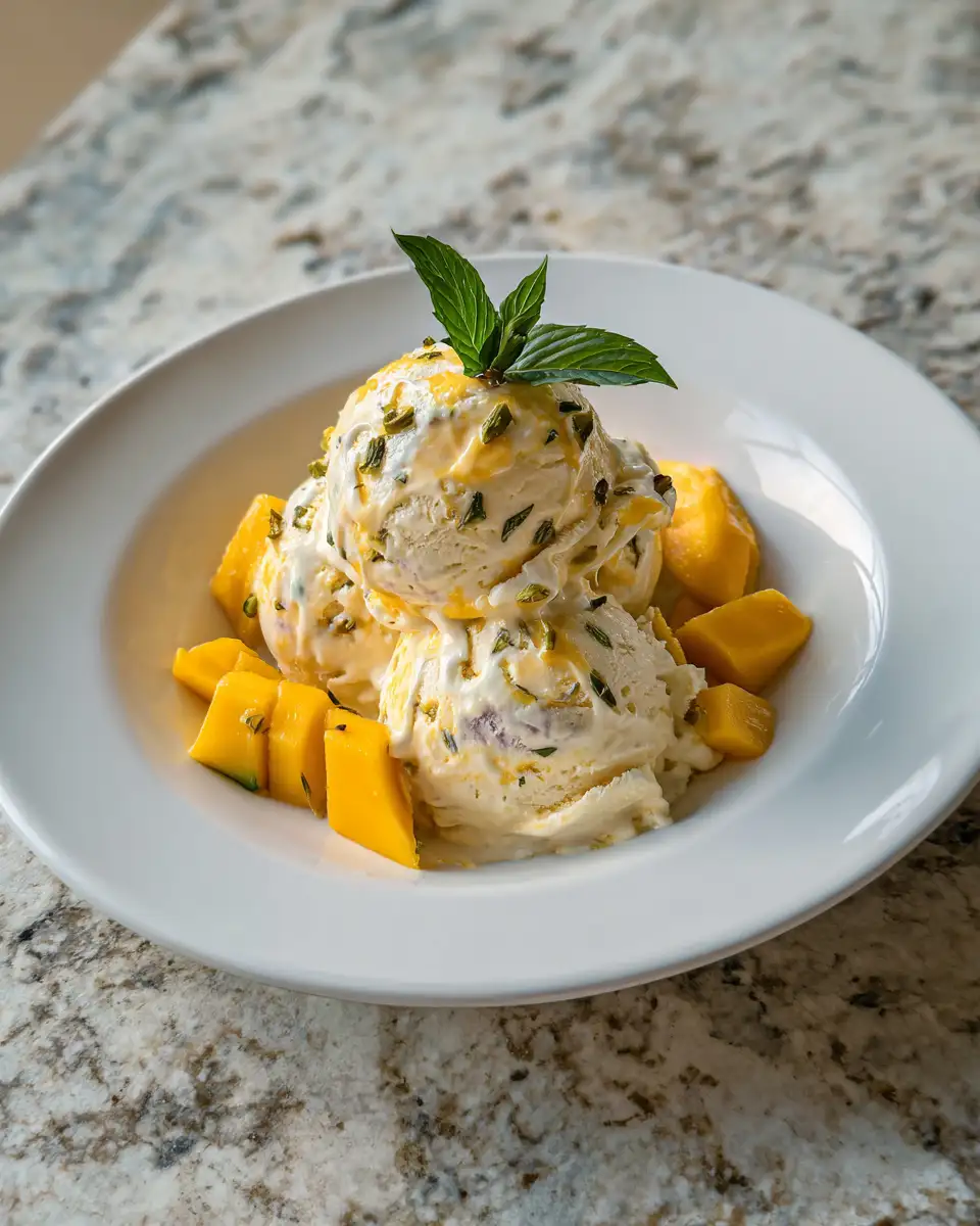 Mango Pistachio Ice Cream: A Tropical Delight Bursting with Flavor 6 Final dish - Mango Pistachio Ice Cream: A Tropical Delight Bursting with Flavor
