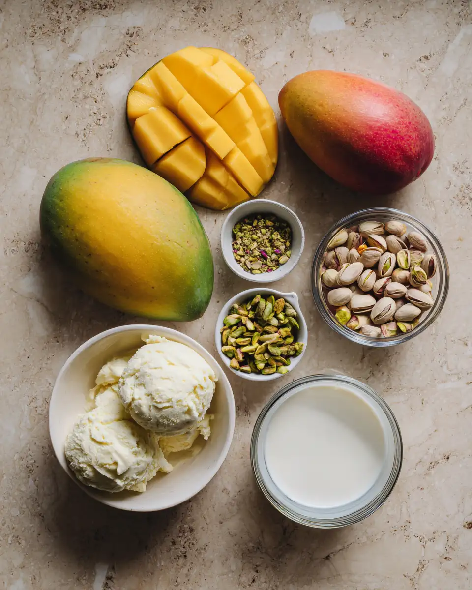 Mango Pistachio Ice Cream: A Tropical Delight Bursting with Flavor 4 Ingredients for Mango Pistachio Ice Cream: A Tropical Delight Bursting with Flavor