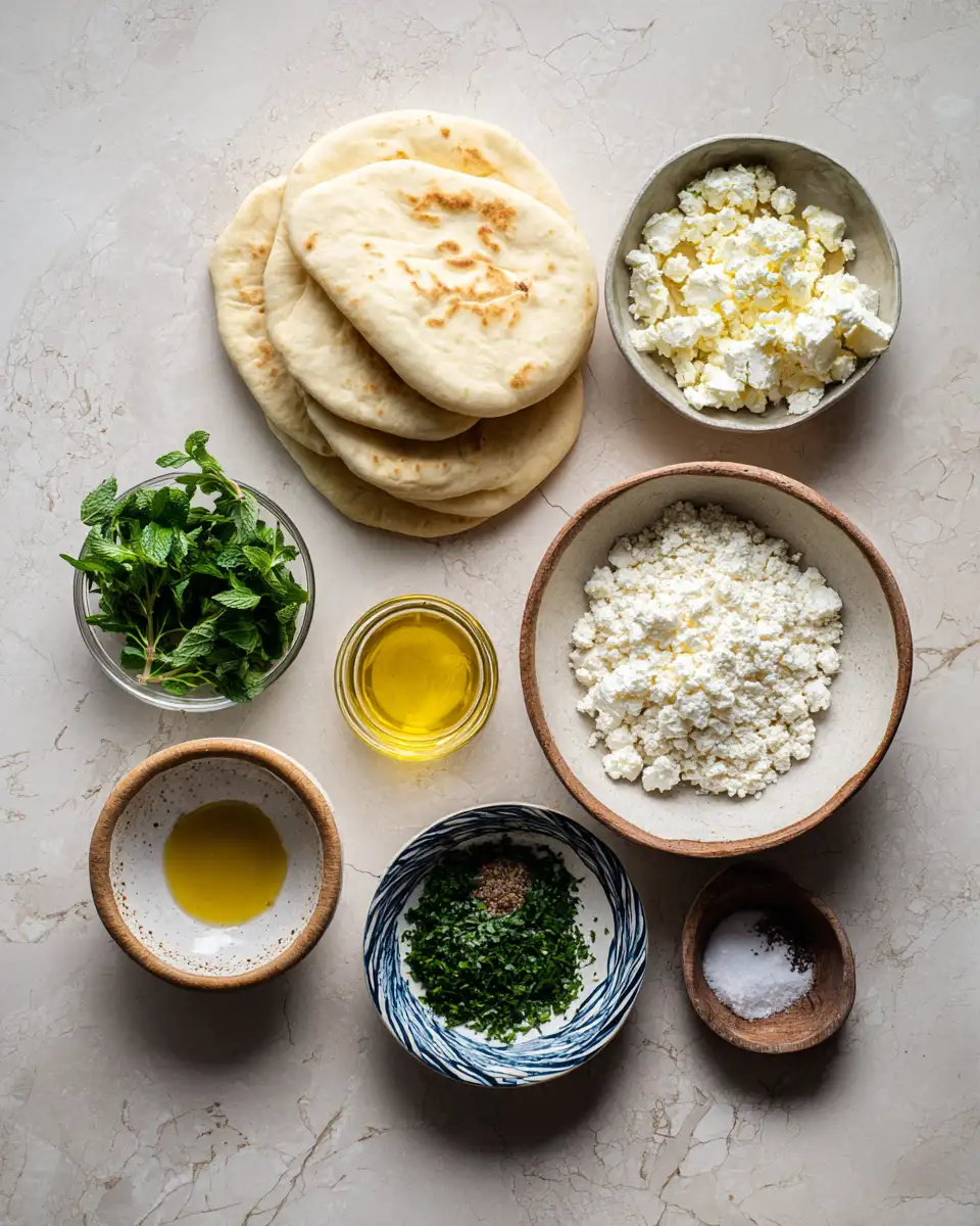 Ingredients for Mediterranean Magic: Mint and Feta Stuffed Flatbreads Delight