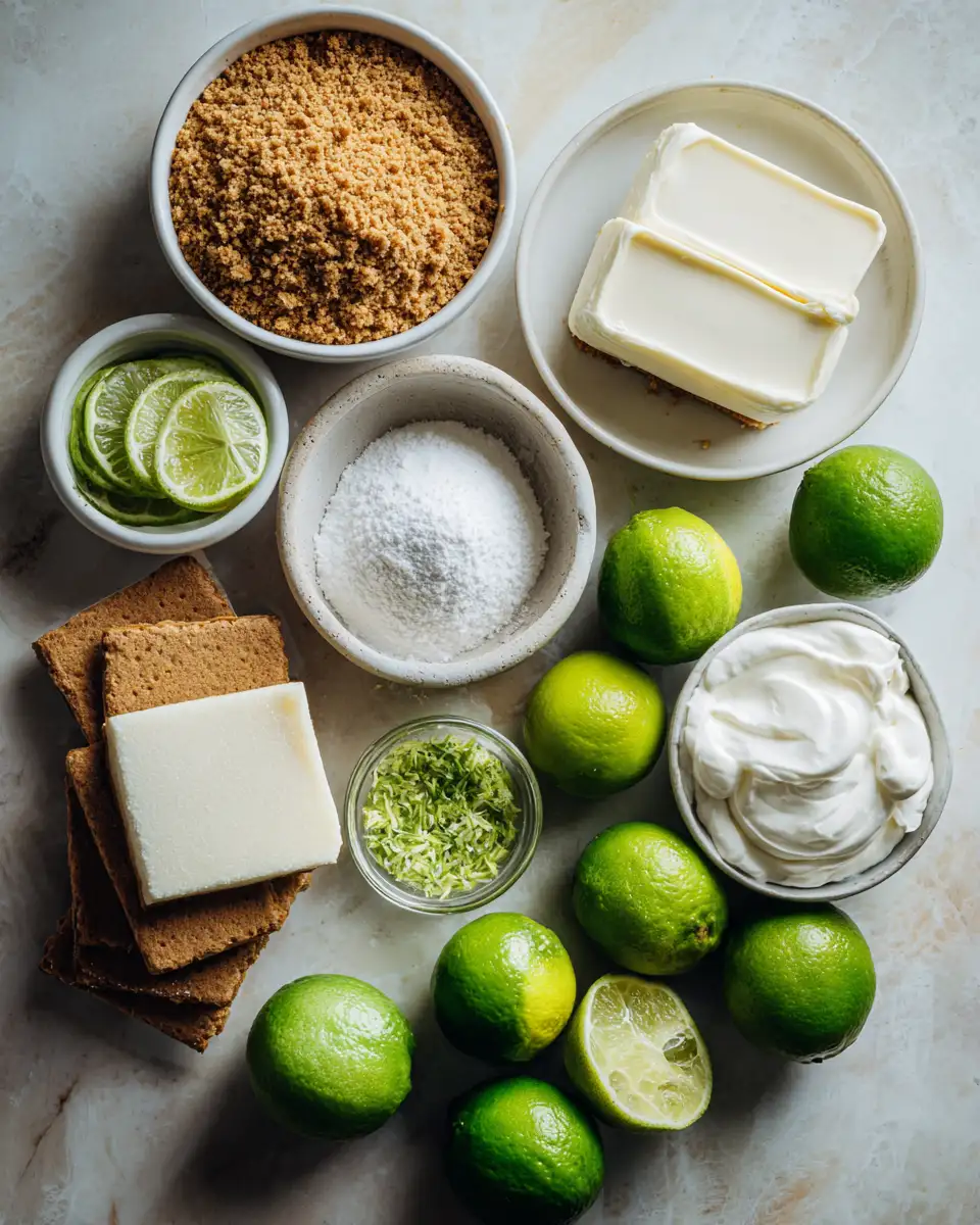 Ingredients for Zesty Delight: Indulge in a No-Bake Key Lime Cheesecake Adventure