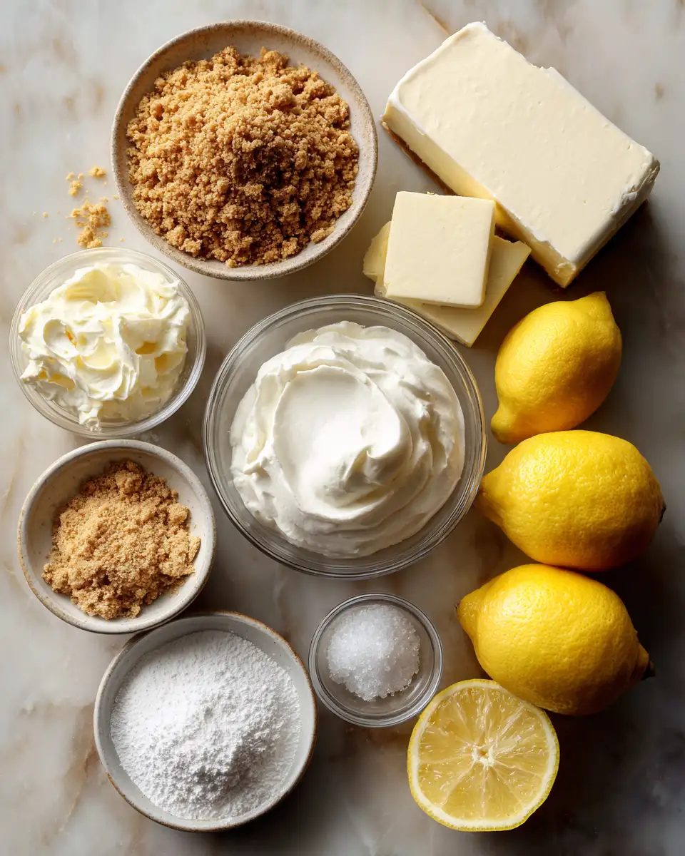 Ingredients for Zesty Delight: Indulge in a No-Bake Lemon Cheesecake Adventure