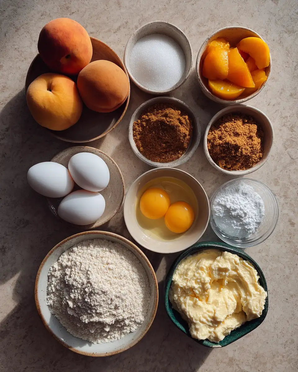 Ingredients for Decadent Delight: Peach Cobbler Cheesecake Fusion