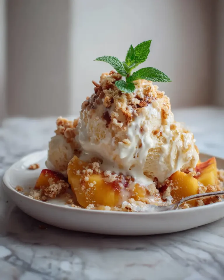 Scoops of Summer Bliss Peach Cobbler Ice Cream Delight - Featured Image