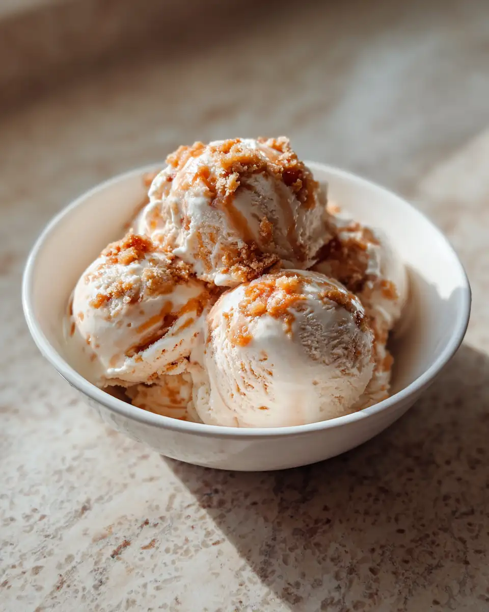 Final dish - Scoops of Summer Bliss Peach Cobbler Ice Cream Delight