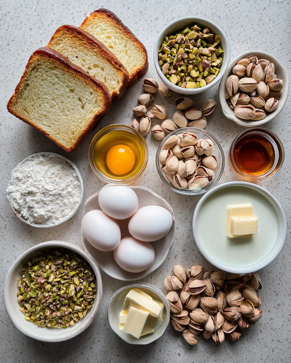 Ingredients for Perfectly Crunchy Pistachio French Toast Sticks Recipe
