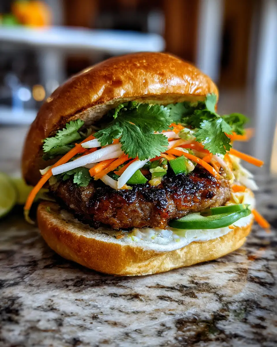 Final dish - Bite into Bliss: The Ultimate Pork Banh Mi Burger Experience