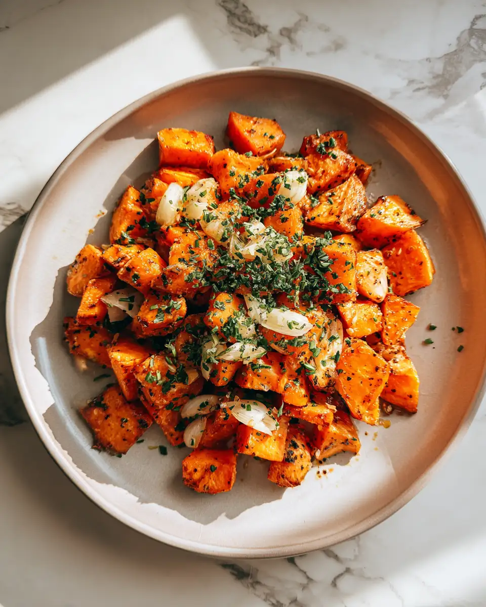 Golden Perfection: Elevate Your Meal With Roasted Garlic Sweet Potatoes 6 Final dish - Golden Perfection: Elevate Your Meal With Roasted Garlic Sweet Potatoes