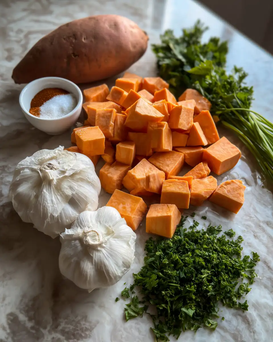 Golden Perfection: Elevate Your Meal With Roasted Garlic Sweet Potatoes 4 Ingredients for Golden Perfection: Elevate Your Meal With Roasted Garlic Sweet Potatoes