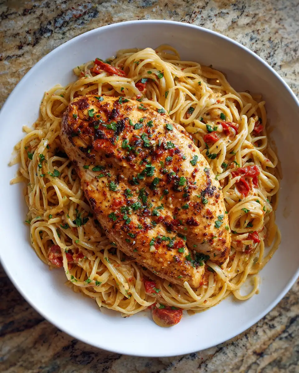 Savor the Flavor: Roasted Red Pepper Chicken Pasta Perfection 6 Final dish - Savor the Flavor: Roasted Red Pepper Chicken Pasta Perfection