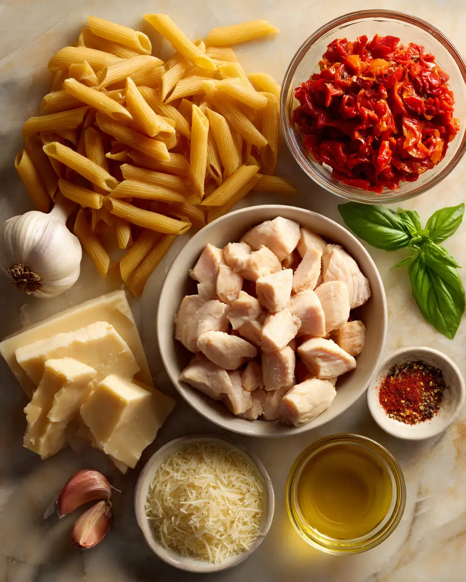 Savor the Flavor: Roasted Red Pepper Chicken Pasta Perfection 4 Ingredients for Savor the Flavor: Roasted Red Pepper Chicken Pasta Perfection