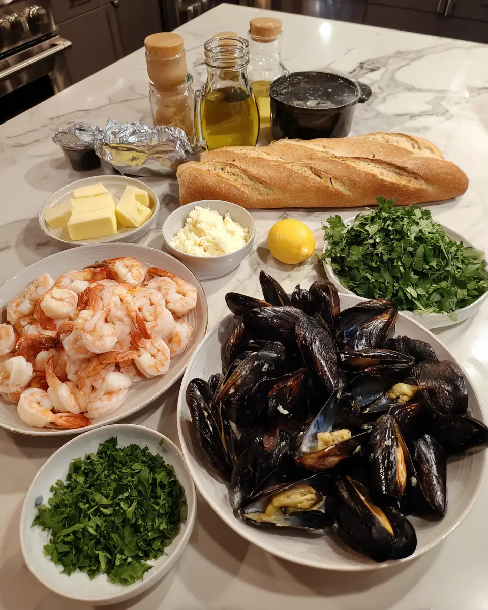 Ingredients for Dive Into Flavor: Irresistible Shrimp and Mussels in Garlic Sauce