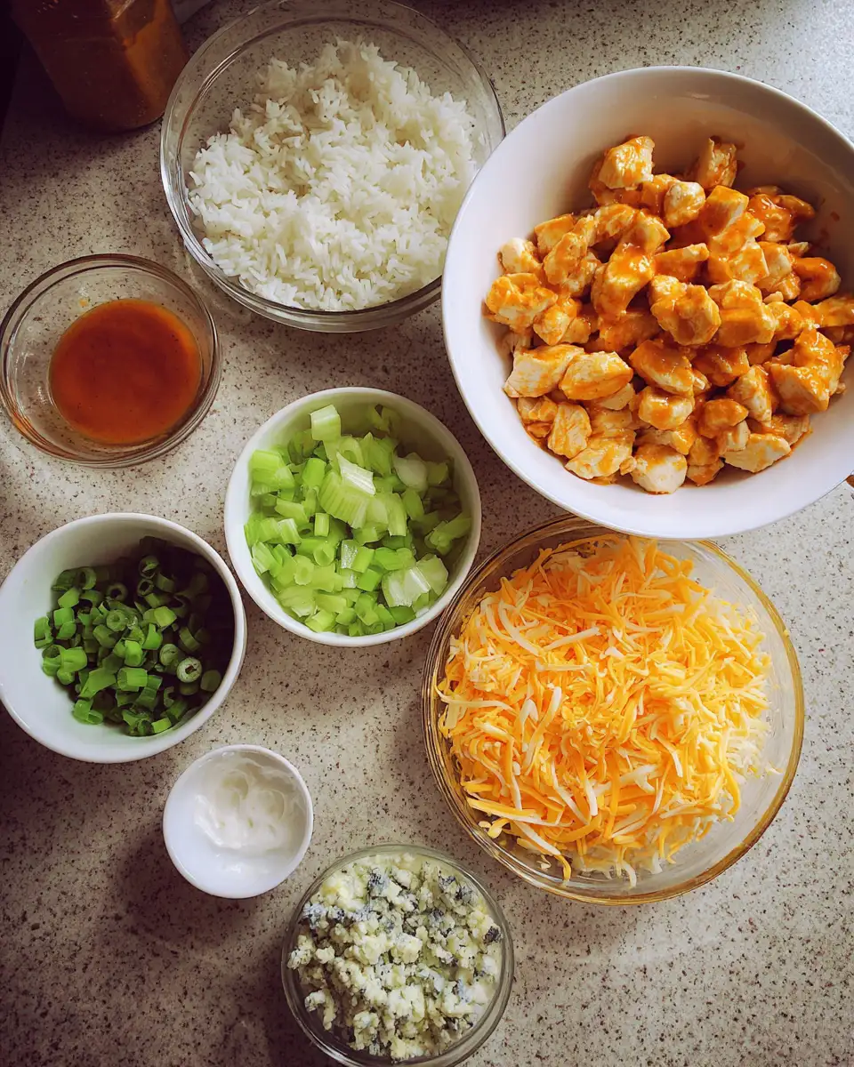 Ingredients for Sizzle and Spice: The Ultimate Spicy Buffalo Chicken Rice Bowl Experience