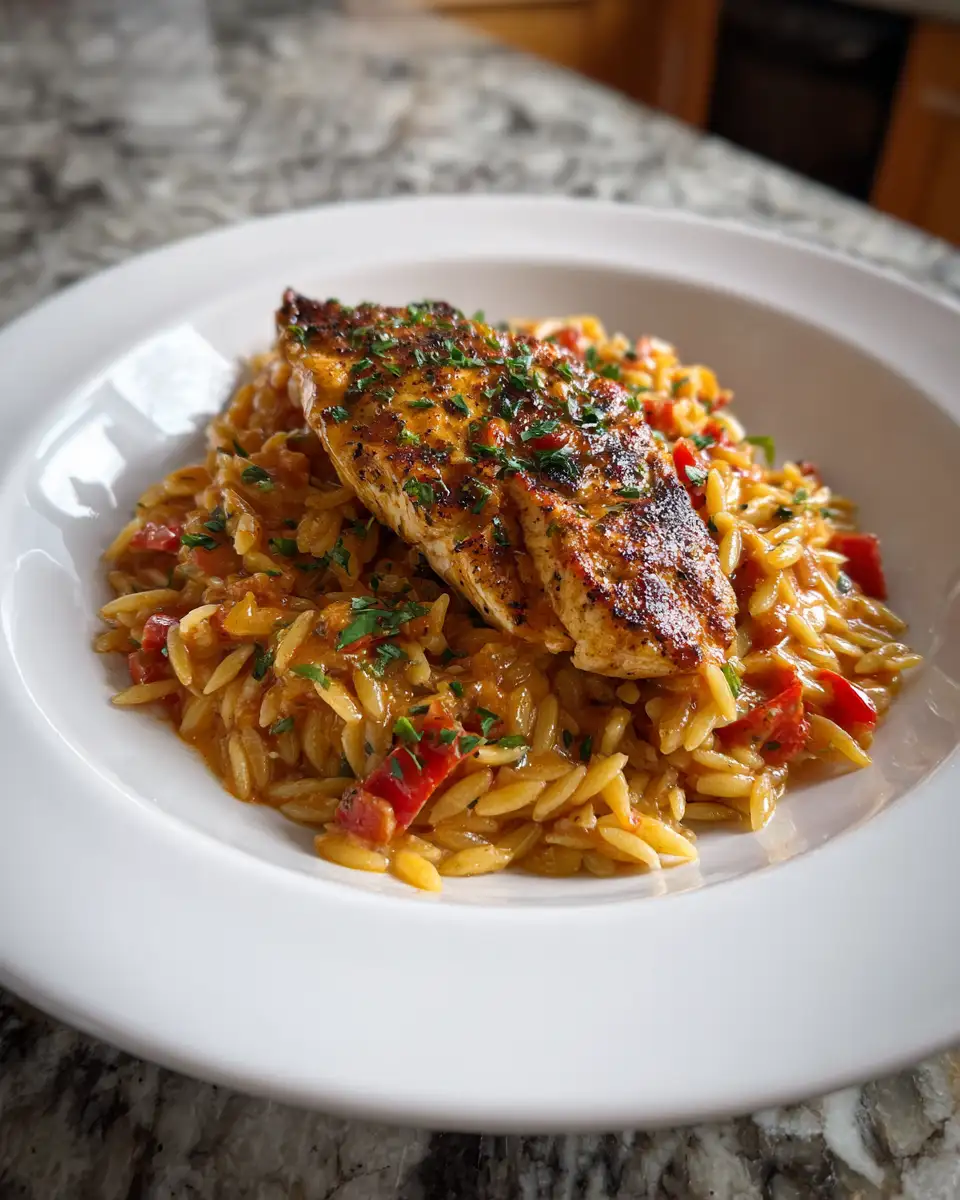 Savor the Heat: Spicy Cajun Chicken Orzo Delight 6 Final dish - Savor the Heat: Spicy Cajun Chicken Orzo Delight
