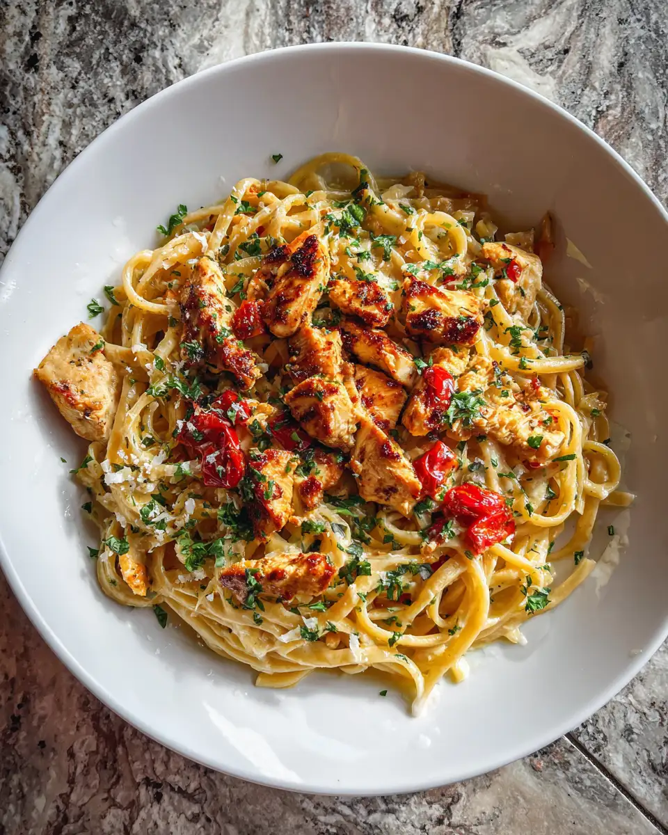 Spice Up Your Pasta Night with Irresistible Spicy Garlic Chicken Alfredo 6 Final dish - Spice Up Your Pasta Night with Irresistible Spicy Garlic Chicken Alfredo