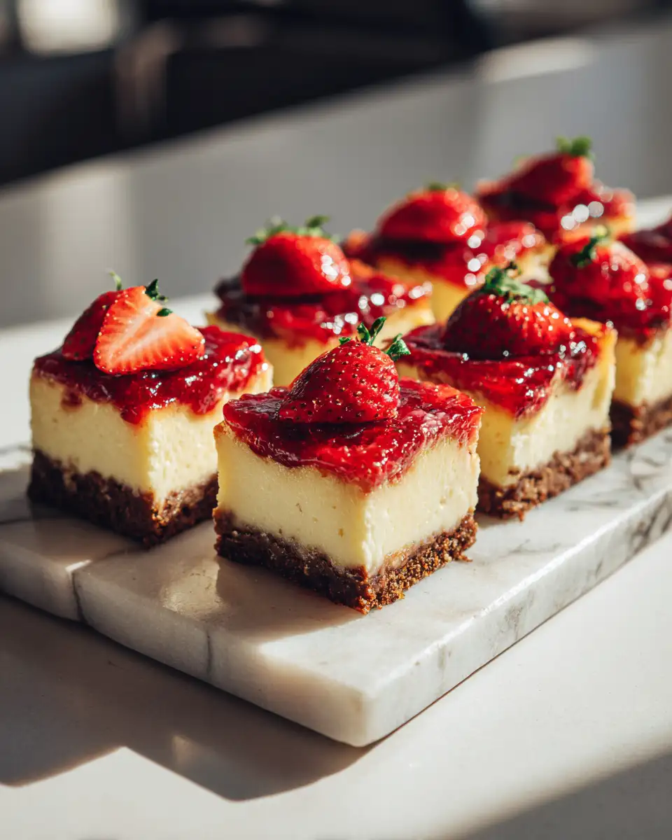 Final dish - Irresistibly Tangy Strawberry Lemonade Cheesecake Bars That Will Brighten Your Day