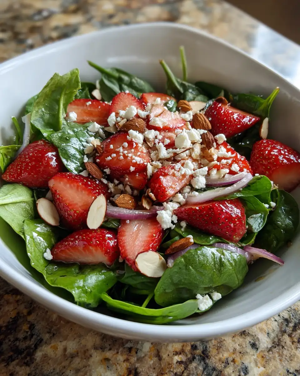 Ingredients for Sweet and Savory Delight Strawberry Spinach Salad Sensation