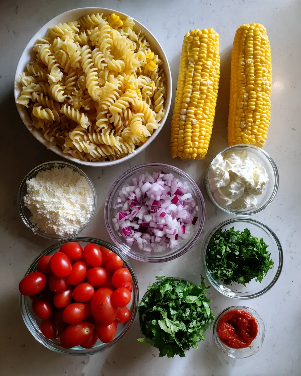 Ingredients for Street Corn Pasta Salad: A Flavorful Fusion of Street Eats and Summer Vibes