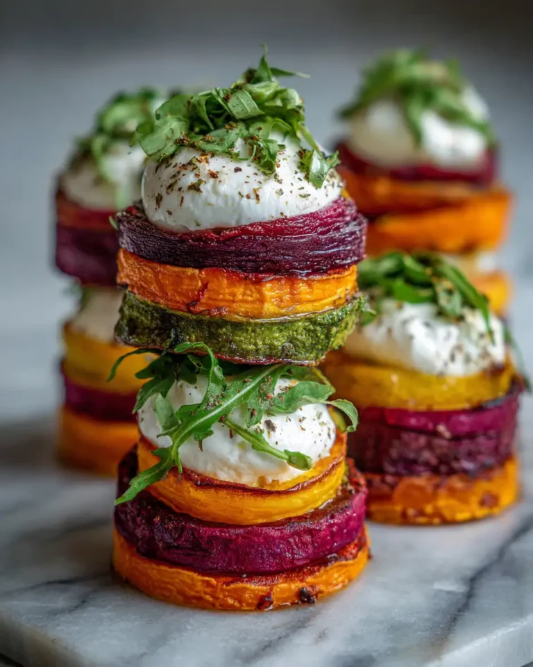 Colorful Culinary Creation Sweet Potato Beet Stacks with Burrata Bliss - Featured Image