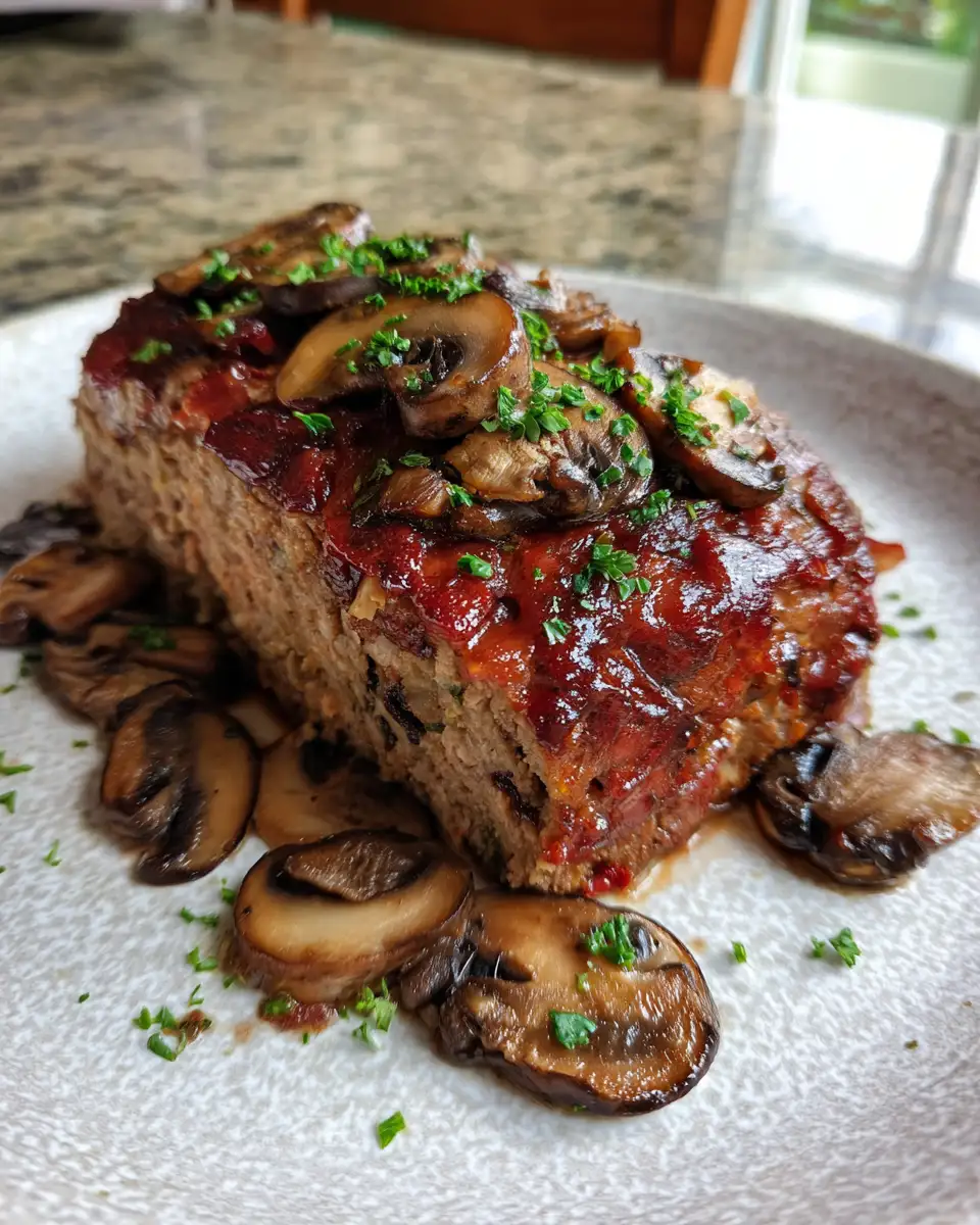 Final dish - Savor the Ultimate Comfort: Swiss Bacon Mushroom Meatloaf Delight