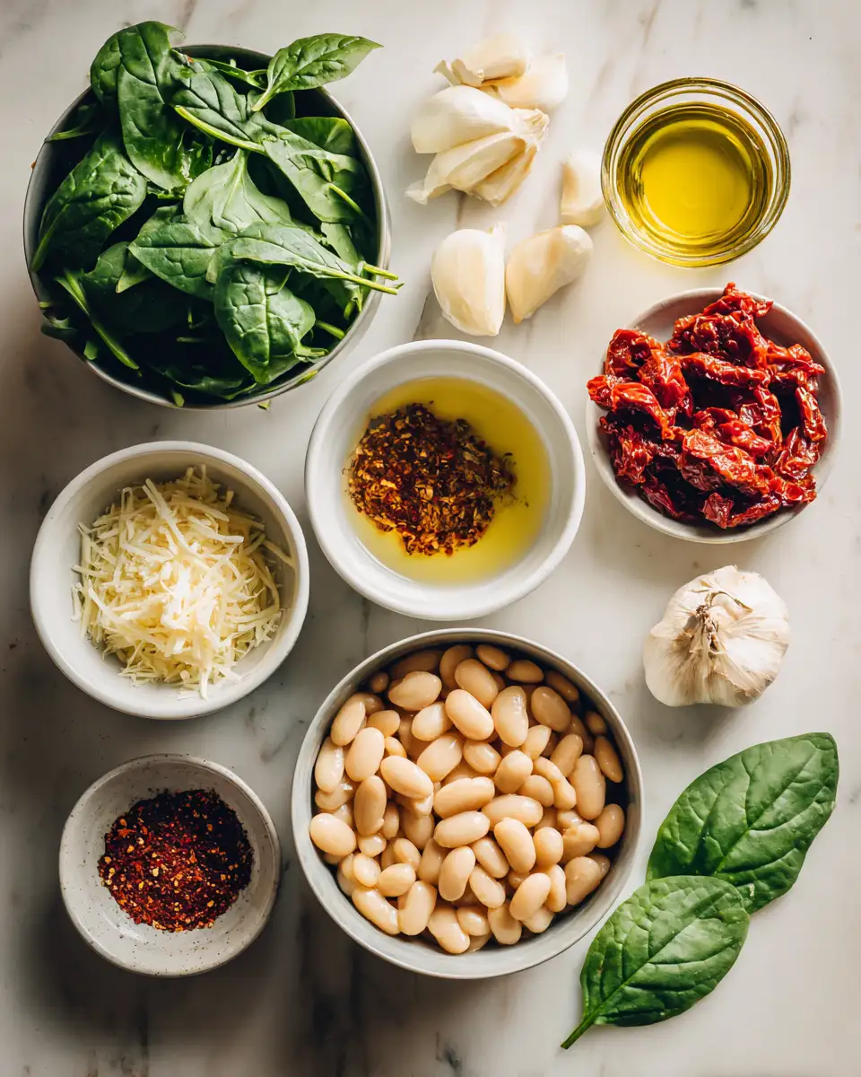 Savor the Flavors of Tuscan Butter Beans with Spinach and Sun-Dried Tomato 4 Ingredients for Savor the Flavors of Tuscan Butter Beans with Spinach and Sun-Dried Tomato