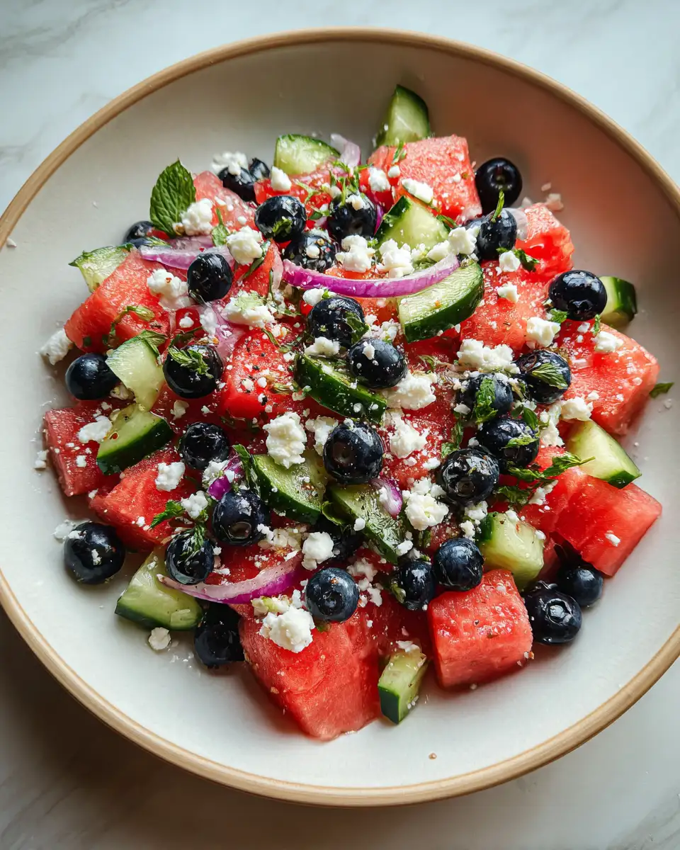 Final dish - Refreshing Summer Bliss: Watermelon Blueberry Feta Salad