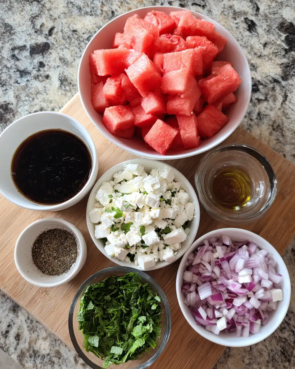 Ingredients for Refreshing Summer Delight: Watermelon Feta Salad