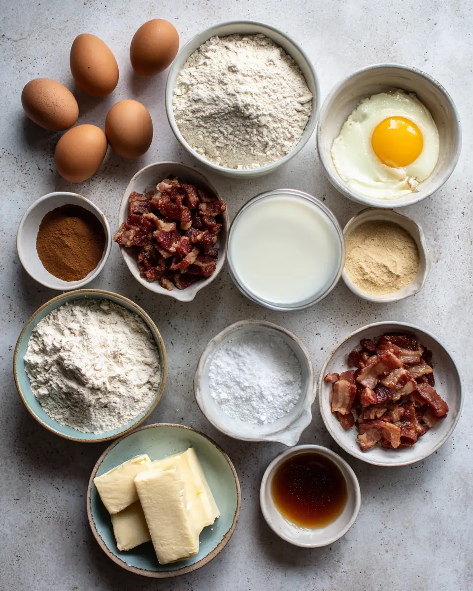 Ingredients for Irresistible Bourbon Maple Bacon Cinnamon Rolls: A Sweet and Savory Delight