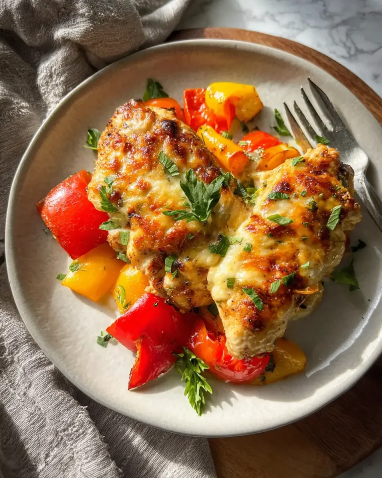 Melt-in-Your-Mouth Cheesy Baked Chicken Breasts with Colorful Peppers - Featured Image