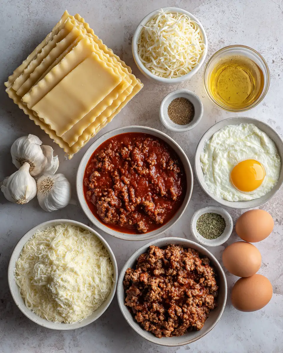 Ingredients for Melt into Flavor: Discover the Ultimate Cheesy Lasagna with Stretchy Mozzarella